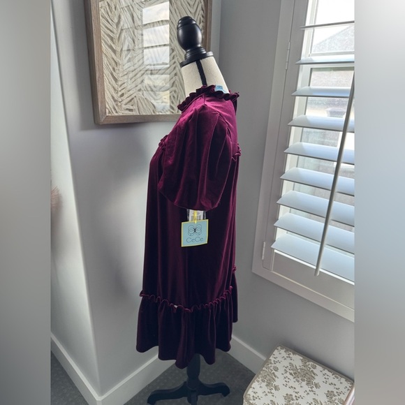 CeCe Velvet Flutter Sleeve A-Line Dress - Picture 4 of 11